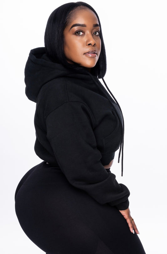 Comfy Cropped Black Hoodie