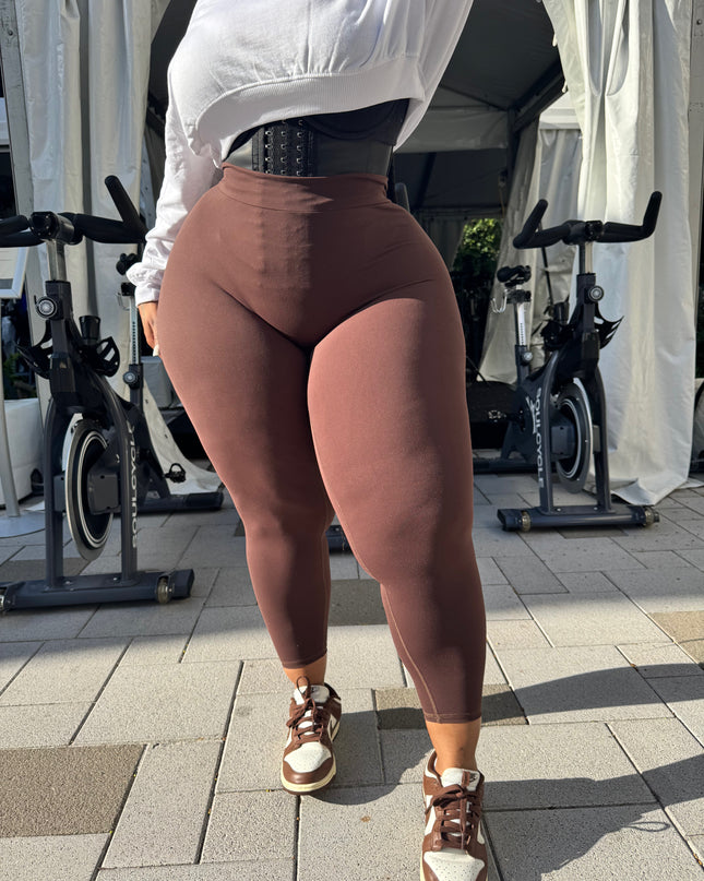 Sculpt Me V Back Brown Leggings