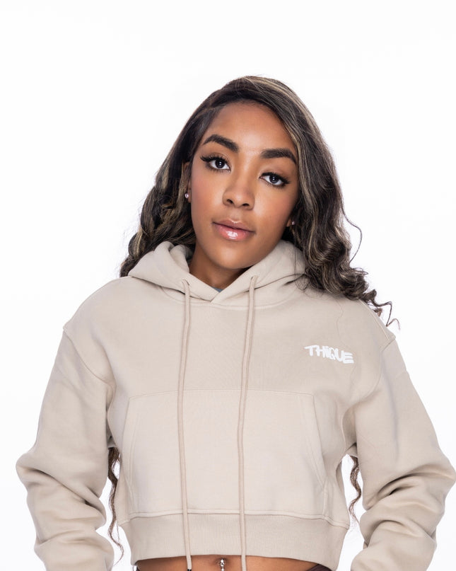 Comfy Cropped Khaki Hoodie